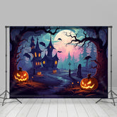 Lofaris Haunted House Pumpkin Lantern Halloween Backdrop
